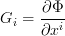 \displaystyle G_i = \frac{\partial \Phi}{\partial x^i}