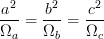 \displaystyle \frac{a^2}{\Omega_a} = \frac{b^2}{\Omega_b} = \frac{c^2}{\Omega_c}