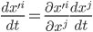 \displaystyle\frac{dx'^i}{dt}=\frac{\partial x'^i}{\partial x^j}\frac{dx^j}{dt}