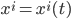 \displaystyle x^i = x^i(t)