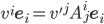 \displaystyle{v^i\mathbf{e}_i=v'^jA^i_j\mathbf{e}_i}