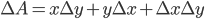\Delta A = x\Delta y+y\Delta x+\Delta x\Delta y